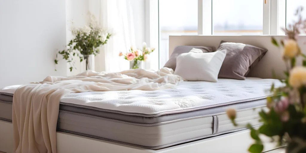 boxspring krevet u sobi pored prozora
